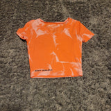 Ladies' "Juicy Peach" Fitted Crop T-Shirt - Bleached Coral, S
