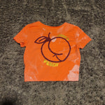 Ladies' "Juicy Peach" Fitted Crop T-Shirt - Bleached Coral, M