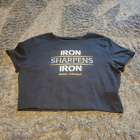 Ladies' "Iron Sharpens Iron" Fitted Crop T-Shirt - Black, XL