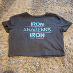 Ladies' "Iron Sharpens Iron" Fitted Crop T-Shirt - Black, L
