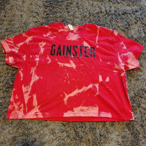 Ladies' "Gainster" Loose Fit Crop T-Shirt - Bleached Red, XL