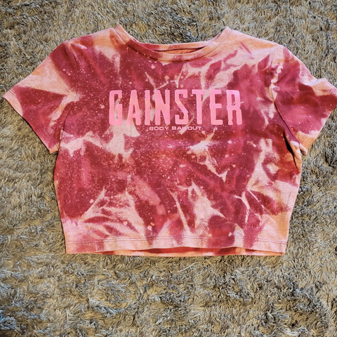 Ladies' "Gainster" Fitted Crop T-Shirt - Bleached Wine, L