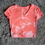 Ladies' "Juicy Peach" Fitted Crop T-Shirt - Bleached Coral, S