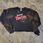 Crop Sweatshirt - "Barbell Barbie" - Bleached Black, S