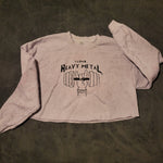 Crop Sweatshirt - "I Love Heavy Metal" - Dye Splattered Lavender, L