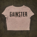 Ladies' "Gainster" Fitted Crop T-Shirt - Dye Splattered Lavender, S