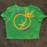 Ladies' "Juicy Peach" Fitted Crop T-Shirt - Bleached Kelly Green, M