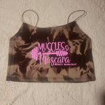 Ladies' "Muscles & Mascara" Cropped Cami Tank - Bleached Brown, L