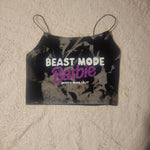 Ladies' "Beast Mode Barbie" Cropped Cami Tank - Bleached Black, S