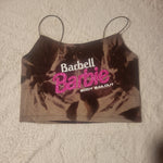 Ladies' "Barbell Barbie" Cropped Cami Tank - Bleached Brown, M