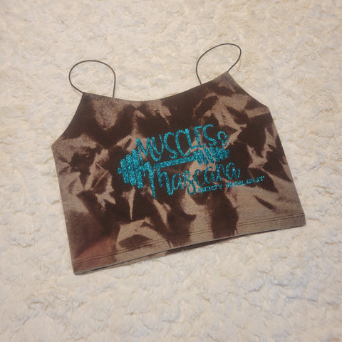 "Muscles & Mascara" Cropped Cami Tank - Bleached Brown, S