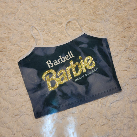"Barbell Barbie" Cropped Tank - Bleached Green, S