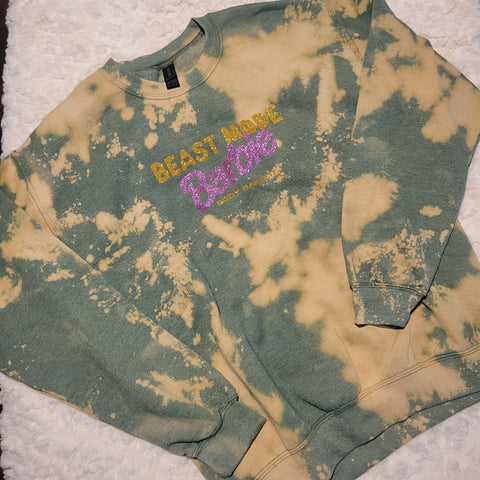 "Beast Mode Barbie" Unisex Sweatshirt - Bleached Military Green, M