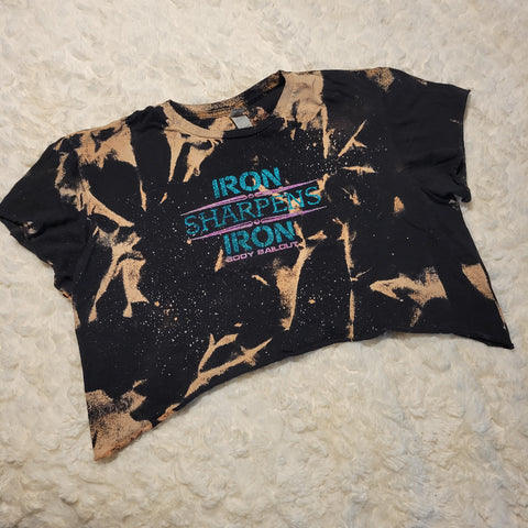 Customized Unisex T-shirt - "Iron Sharpens Iron" - Bleached Black, L