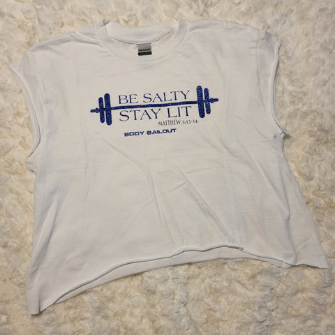 Customized Unisex T-shirt - "Be Salty Stay Lit" - White, S