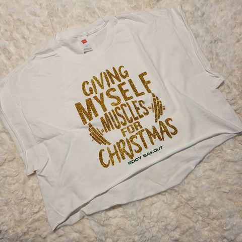 Customized Unisex T-shirt - "Muscles for Christmas" - White, L