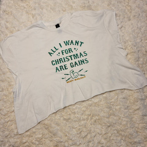 Customized Unisex T-shirt - "Christmas Gains" - White, XL