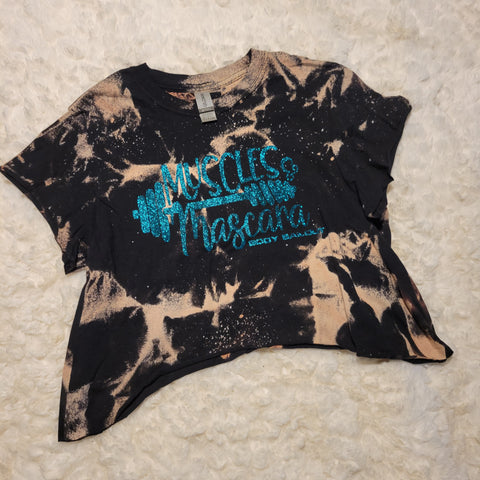 Customized Unisex T-shirt - "Muscles & Mascara" - Bleached Black, S