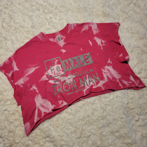 Customized Unisex T-shirt - "FeMALE the Original Iron Man" - Bleached Fuchsia, L