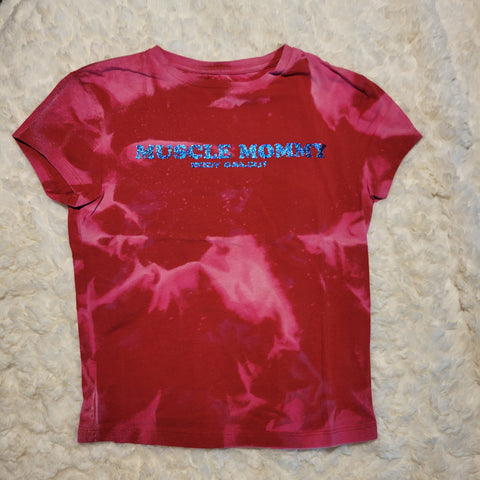 "Muscle Mommy" Babydoll T-Shirt - Bleached Red, S