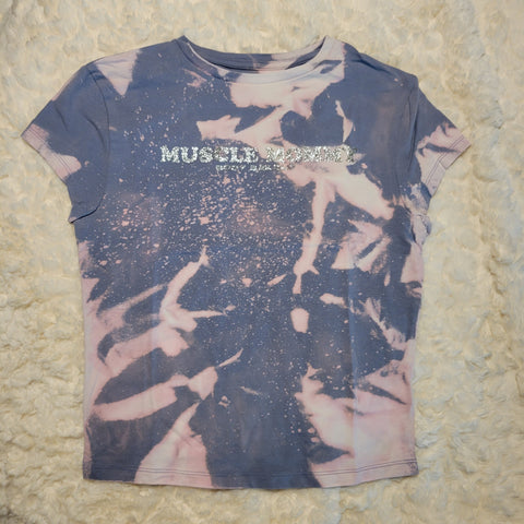 "Muscle Mommy" Babydoll T-Shirt - Bleached Denim Blue, M