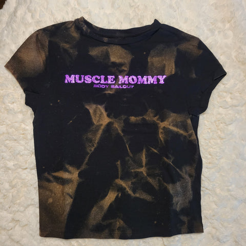 "Muscle Mommy" Babydoll T-Shirt - Bleached Black, M
