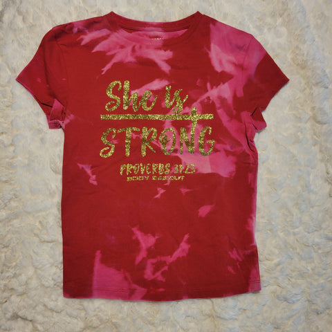 "She Is Strong" Babydoll T-Shirt - Bleached Red, S