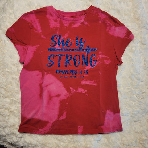"She Is Strong" Babydoll T-Shirt - Bleached Red, L