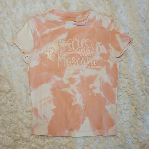 "Muscles & Mascara" Babydoll T-Shirt - Bleached Apricot, S