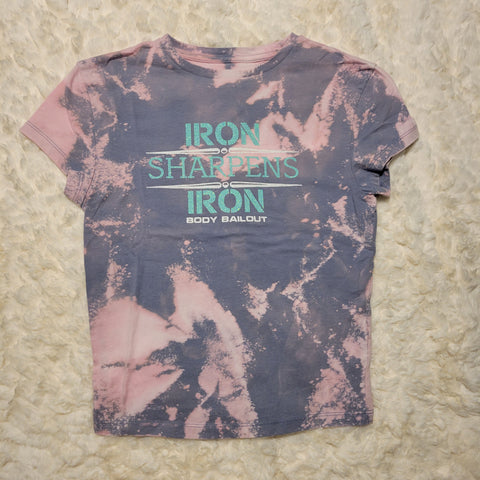 "Iron Sharpens Iron" Babydoll T-Shirt - Bleached Denim Blue, S