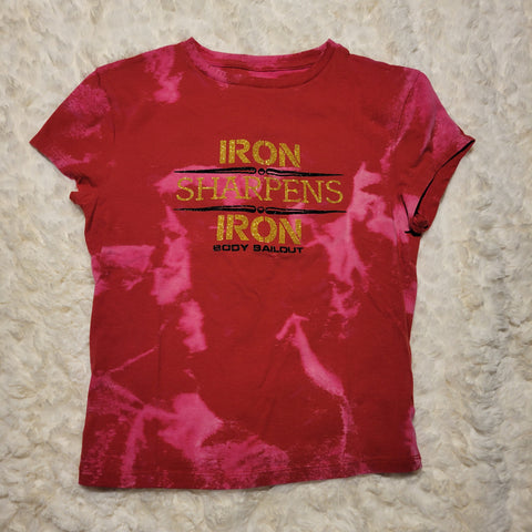 "Iron Sharpens Iron" Babydoll T-Shirt - Bleached Red, M