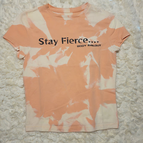 "Stay Fierce" Babydoll T-Shirt - Bleached Apricot, M
