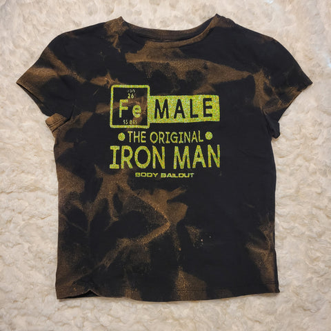 "FeMALE the Original Iron Man" Babydoll T-Shirt - Bleached Black, M