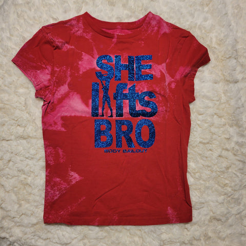 "She Lifts Bro" Babydoll T-Shirt - Bleached Red, S