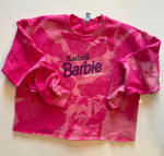 Crop Sweatshirt - "Barbell Barbie" - Bleached Fuchsia, L