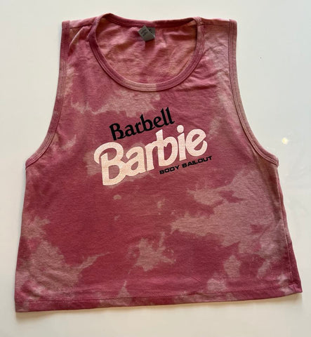 Ladies' "Barbell Barbie" Festival Crop Tank - Bleached Smoked Paprika, M
