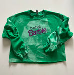 Crop Sweatshirt - "Barbell Barbie" - Bleached Kelly Green, M