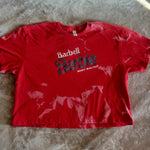 Ladies' "Barbell Barbie" Loose Fit Crop T-Shirt - Bleached Red, XL