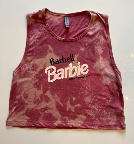 Ladies' "Barbell Barbie" Festival Crop Tank - Bleached Smoked Paprika, XL