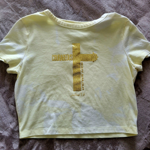Ladies' "Courageous" Fitted Crop T-Shirt - Bleached Pale Yellow, L