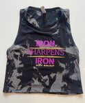 Ladies' "Iron Sharpens Iron" Festival Crop Tank - Bleached Black, XS