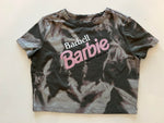 Ladies' "Barbell Barbie" Fitted Crop T-Shirt - Bleached Olive Green, L