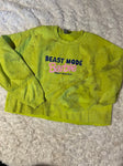 Crop Sweatshirt - "Beast Mode Barbie" - Destructed Safety Green, L