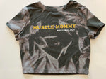 Ladies' "Muscle Mommy" Fitted Crop T-Shirt - Bleached Olive Green, M