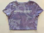 Ladies' "Muscle Mommy" Fitted Crop T-Shirt - Bleached Lavender, M