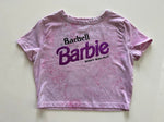 Ladies' "Barbell Barbie" Fitted Crop T-Shirt - Dye Splattered Pink, M