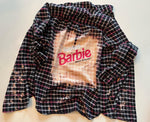 Upcycled Flannel Shirt - "Barbell Barbie" - Black & Pink Plaid, Men's S