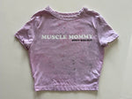 Ladies' "Muscle Mommy" Fitted Crop T-Shirt - Dye Splattered Pink, S