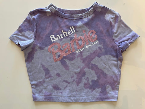 Ladies' "Barbell Barbie" Fitted Crop T-Shirt - Bleached Lavender, S