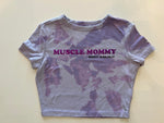 Ladies' "Muscle Mommy" Fitted Crop T-Shirt - Bleached Lavender, S